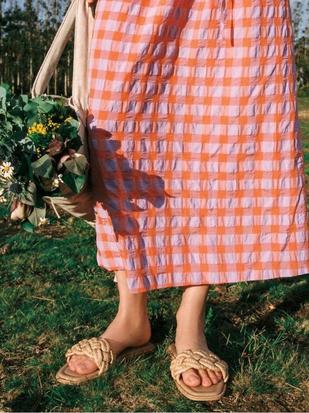 Zara Woven Raffia Flat Sandals Natural